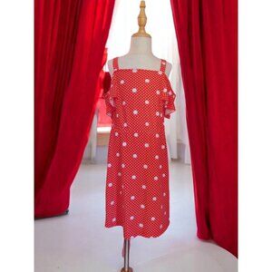 Epic Threads Girls Red Polka Dot Cold Shoulder Dress Size M Playful
